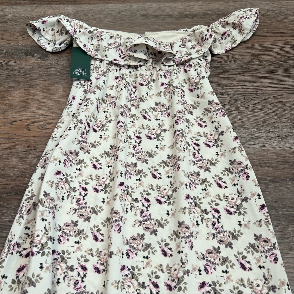 NWT Flounce Sleeve Maxi Empire Waist Dress - Wild Fable Off-White Floral XXS - Picture 6 of 8